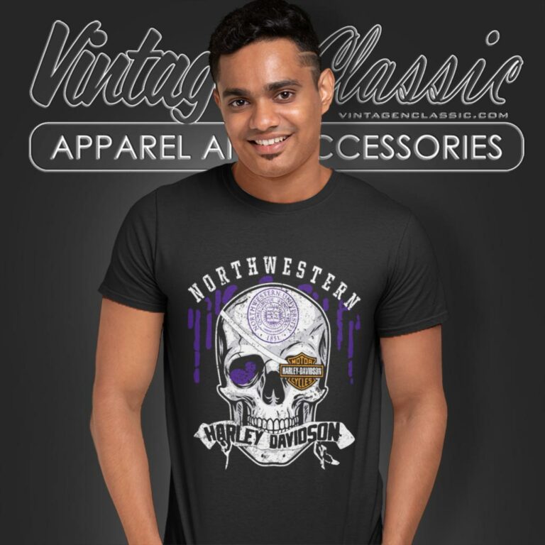 Northwestern University Harley Davidson Skull T Shirt Northwestern University Harley Davidson Skull T Shirt