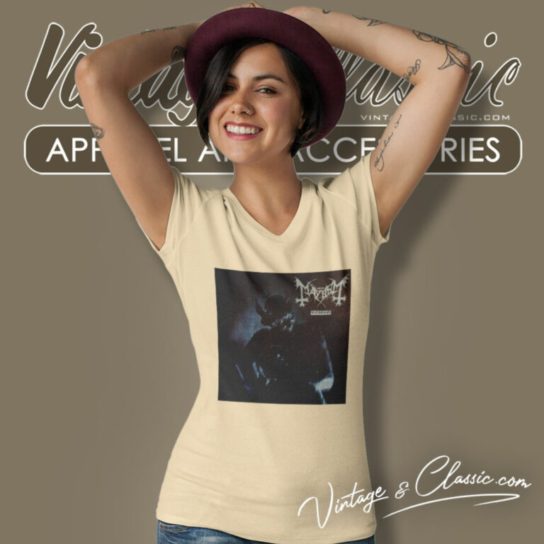 Norway Rock Mayhem Freezing Moon Album Cover V Neck TShirt Norway Rock Mayhem Freezing Moon Album Cover V Neck TShirt