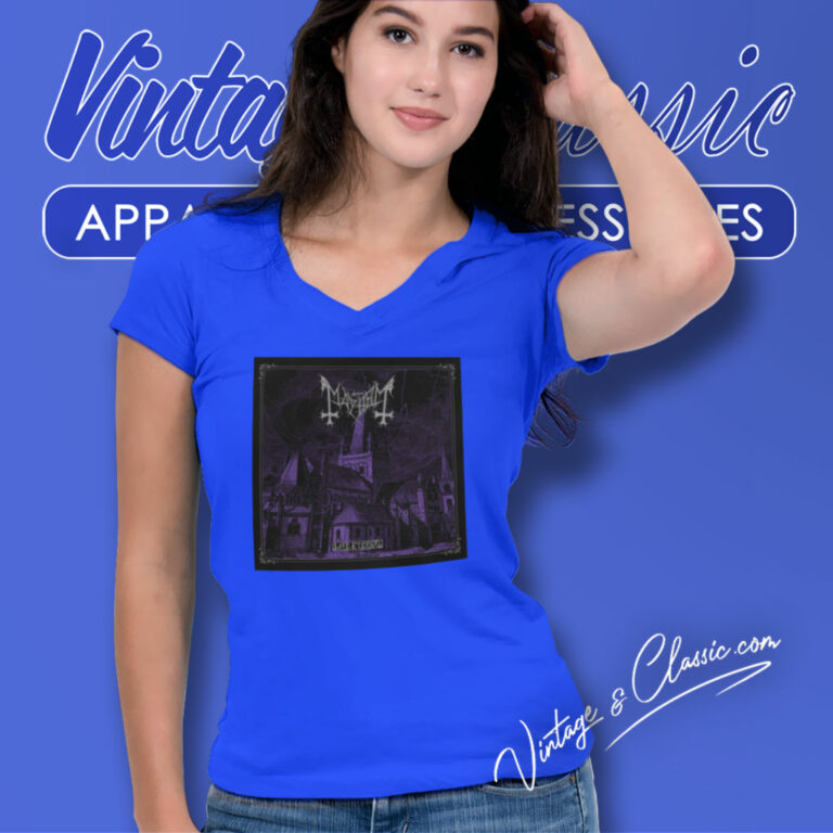 Norway Rock Mayhem Life Eternal Album Cover V Neck TShirt Norway Rock Mayhem Life Eternal Album Cover V Neck TShirt