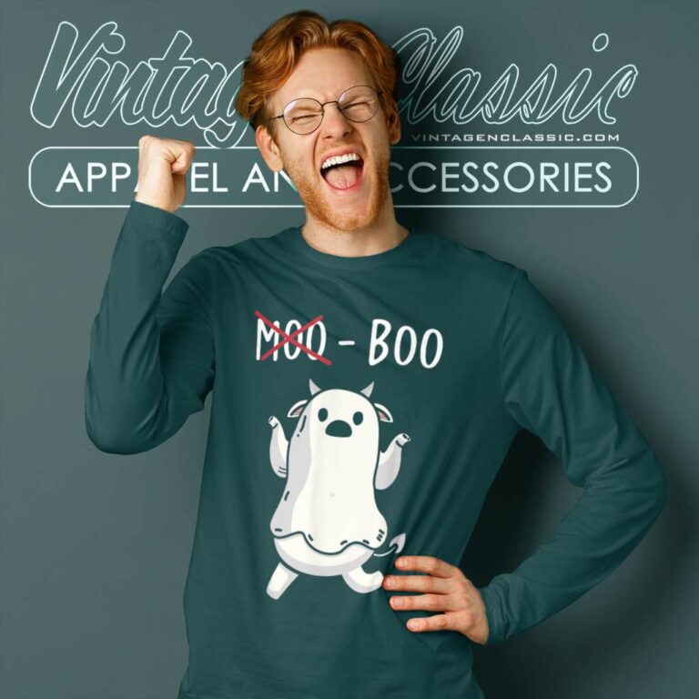 Not Moo Boo Halloween Ghost Cow Long Sleeve Tee Not Moo Boo Halloween Ghost Cow Long Sleeve Tee