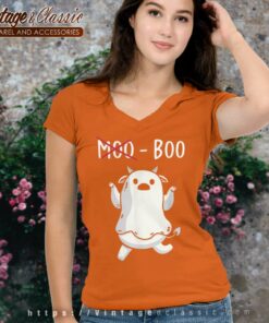 Not Moo Boo Halloween Ghost Cow V Neck TShirt