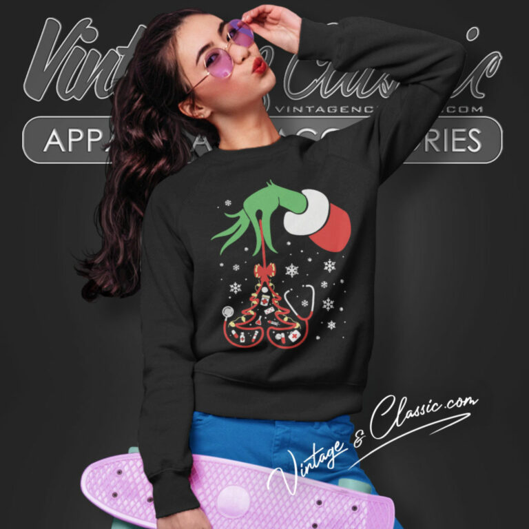 Nurse Grinch Hand Christmas Sweatshirt Nurse Grinch Hand Christmas Sweatshirt