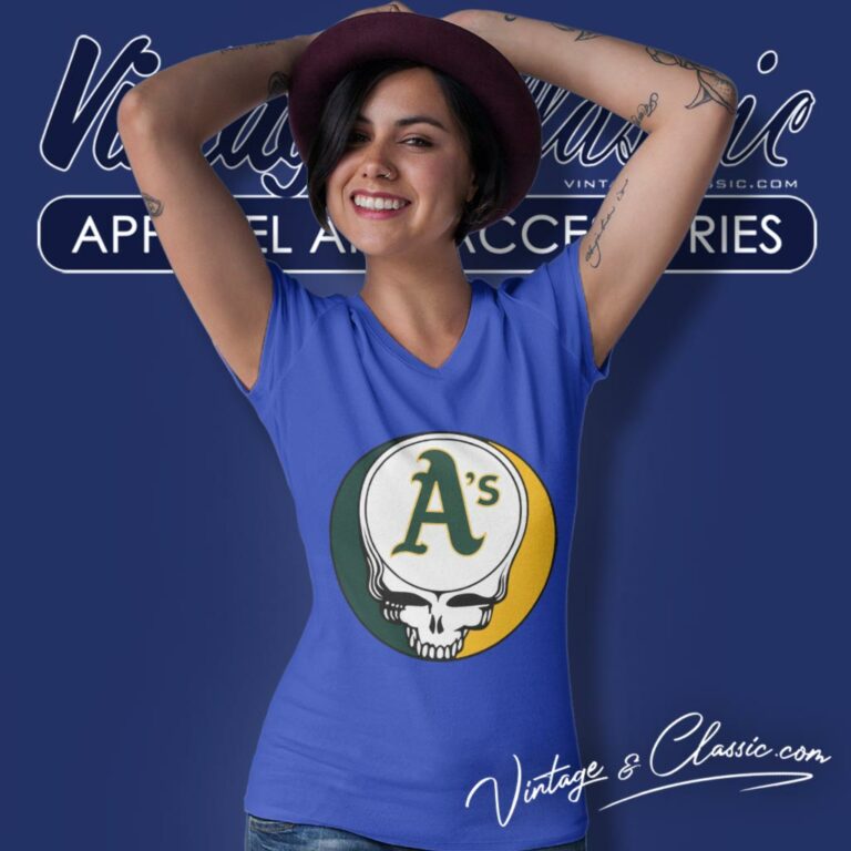 Oakland Athletics Grateful Dead Steal Your Face V Neck TShirt Oakland Athletics Grateful Dead Steal Your Face V Neck TShirt