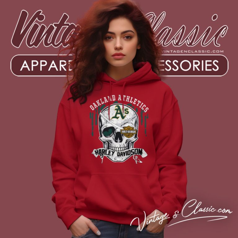 Oakland Athletics Harley Davidson Skull Hoodie Oakland Athletics Harley Davidson Skull Hoodie