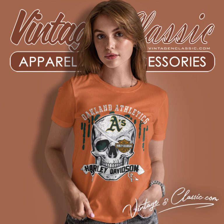 Oakland Athletics Harley Davidson Skull Women T Shirt Oakland Athletics Harley Davidson Skull Women T Shirt
