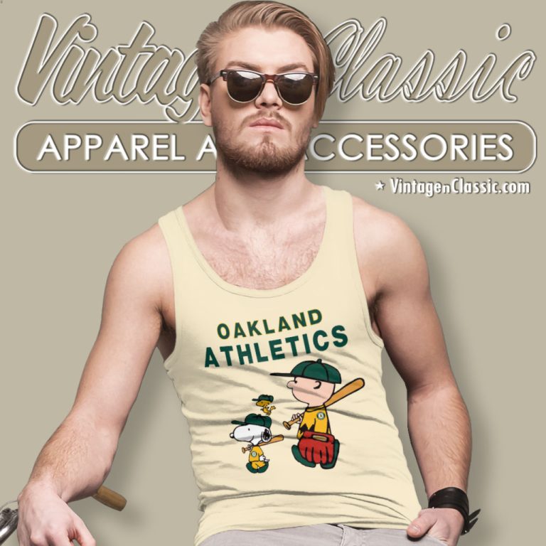 Oakland Athletics Snoopy Charlie Brown Tank Top Racerback Oakland Athletics Snoopy Charlie Brown Tank Top Racerback