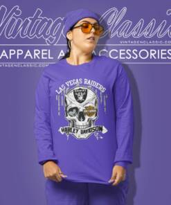 Oakland Las Vegas Raiders Harley Daivsion Skull Shirt Long Sleeve Tee