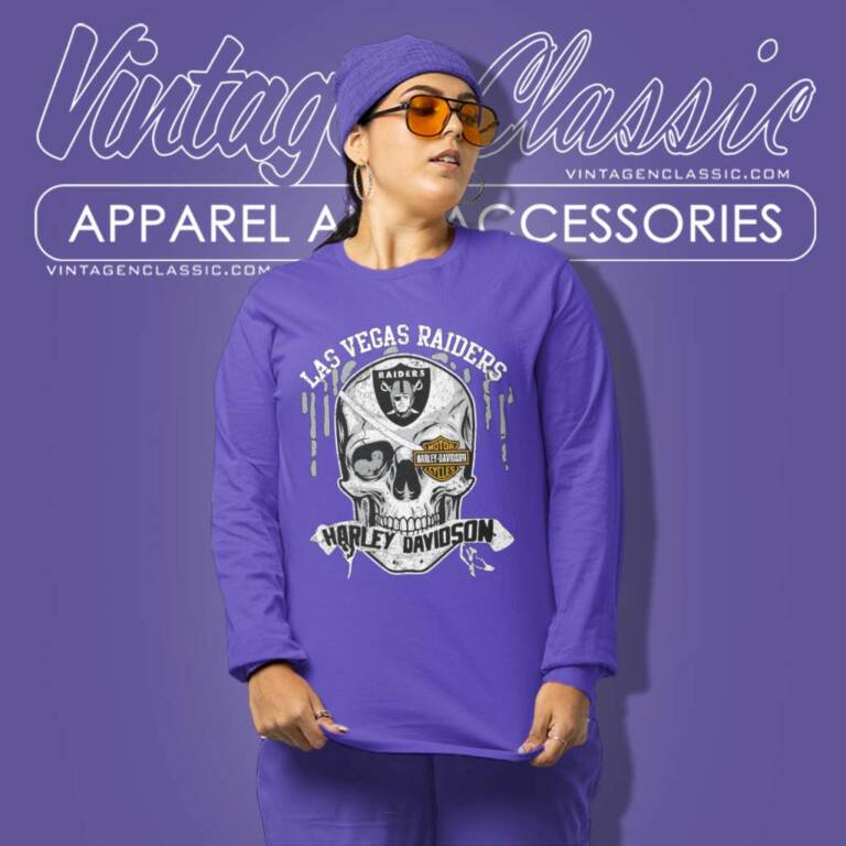 Oakland Las Vegas Raiders Harley Daivsion Skull Shirt Long Sleeve Tee Oakland Las Vegas Raiders Harley Daivsion Skull Shirt Long Sleeve Tee