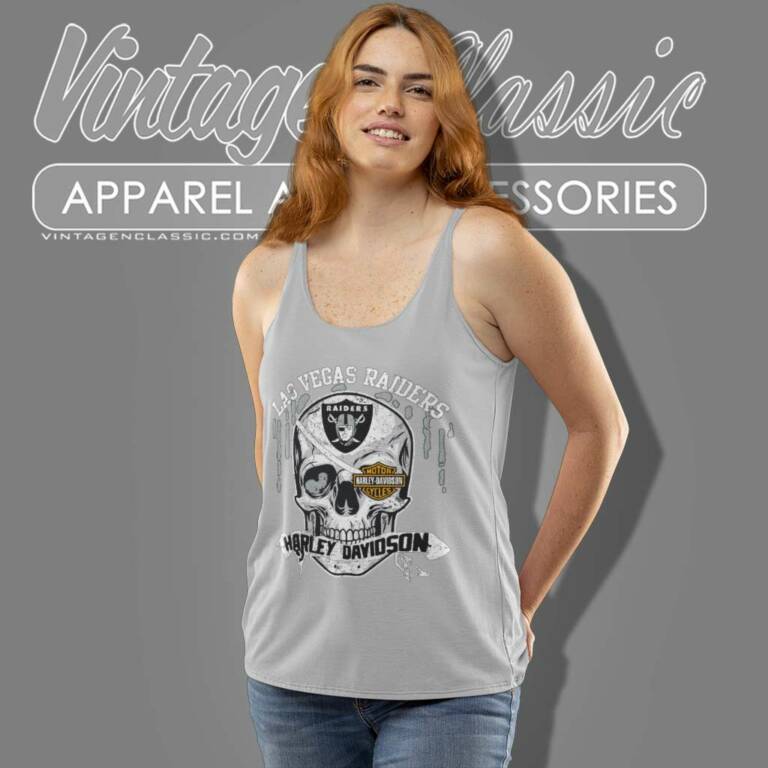 Oakland Las Vegas Raiders Harley Daivsion Skull Shirt Tank Top Racerback Oakland Las Vegas Raiders Harley Daivsion Skull Shirt Tank Top Racerback
