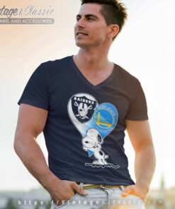 Oakland Raiders And Golden State Warriors Spoony Heart V Neck TShirt