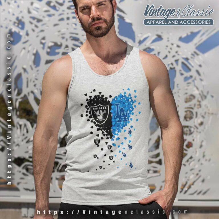 Oakland Raiders And Los Angeles Dodgers Love Tank Top Racerback Oakland Raiders And Los Angeles Dodgers Love Tank Top Racerback