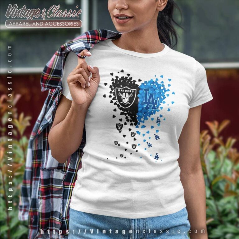 Oakland Raiders And Los Angeles Dodgers Love Women TShirt Oakland Raiders And Los Angeles Dodgers Love Women TShirt