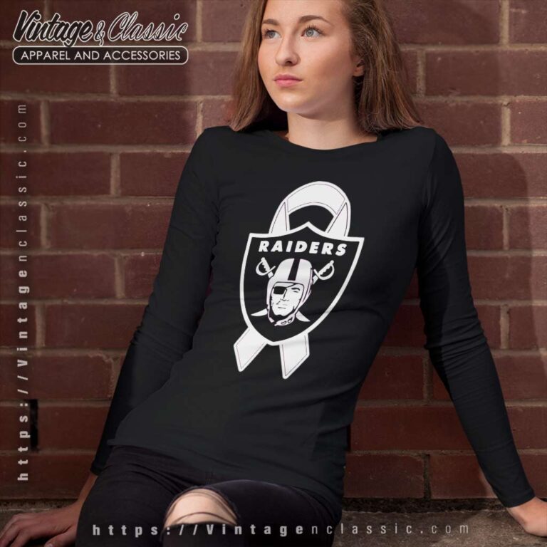Oakland Raiders Breast Cancer Ribbon Long Sleeve Tee Oakland Raiders Breast Cancer Ribbon Long Sleeve Tee