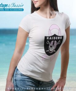 Oakland Raiders Breast Cancer Ribbon Women TShirt