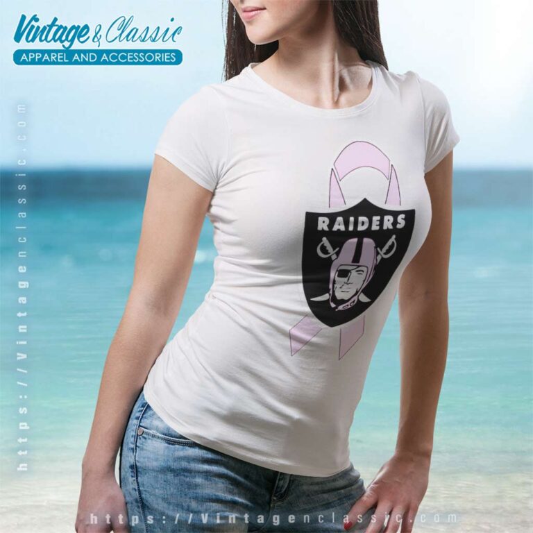 Oakland Raiders Breast Cancer Ribbon Women TShirt Oakland Raiders Breast Cancer Ribbon Women TShirt
