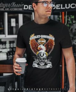 Oakland Raiders Eagle Skull Harley Davidson T Shirt
