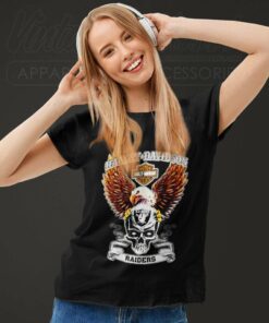 Oakland Raiders Eagle Skull Harley Davidson Women TShirt