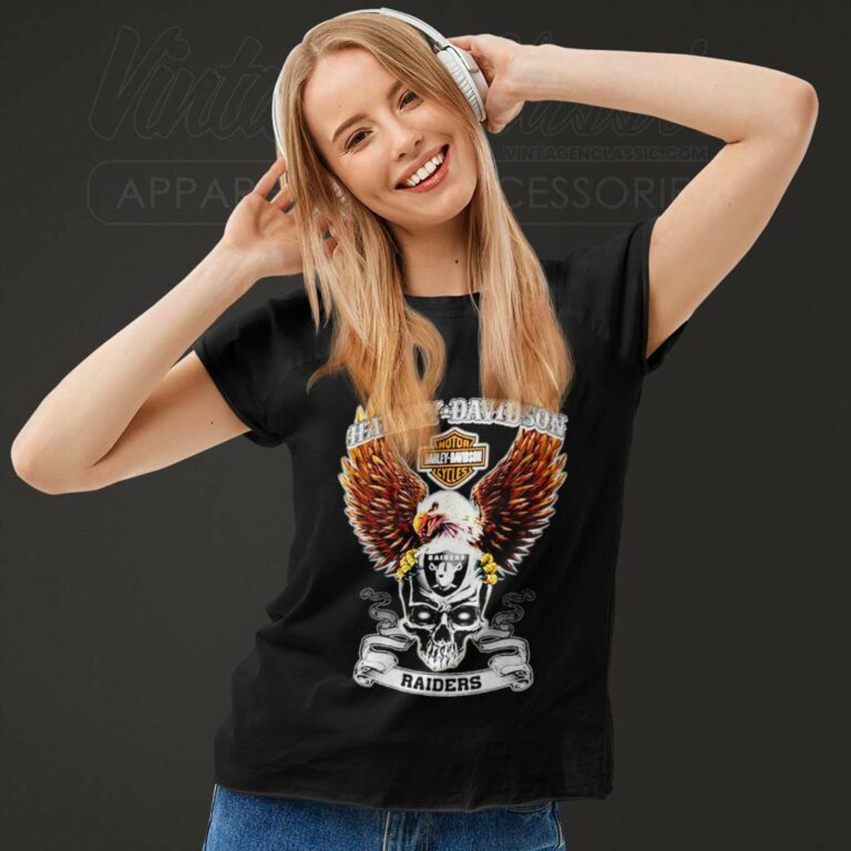 Oakland Raiders Eagle Skull Harley Davidson Women TShirt Oakland Raiders Eagle Skull Harley Davidson Women TShirt