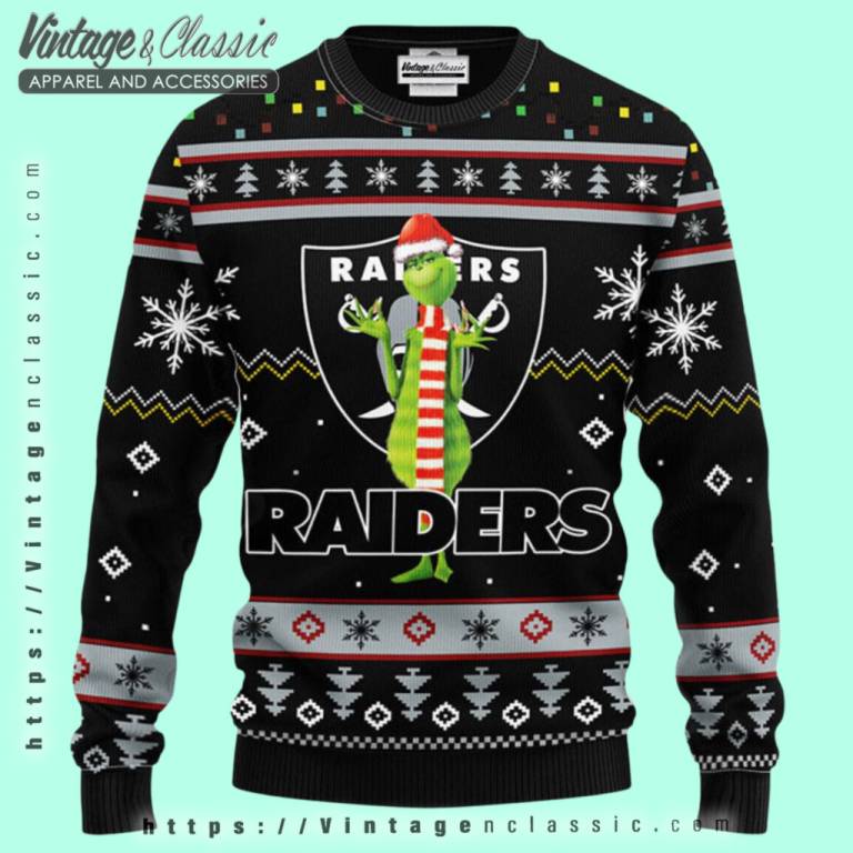 Oakland Raiders Grinch Ugly Christmas Sweater 2 Oakland Raiders Grinch Ugly Christmas Sweater 2