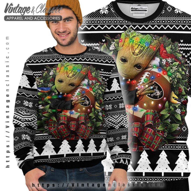 Oakland Raiders Groot Hug Ugly Christmas Sweater Ugly Sweater Oakland Raiders Groot Hug Ugly Christmas Sweater Ugly Sweater