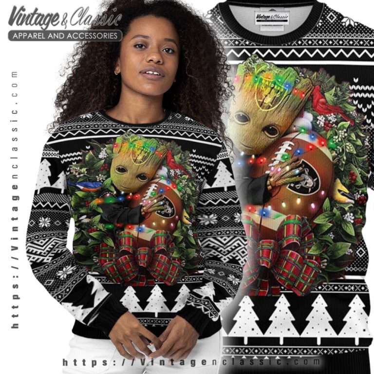 Oakland Raiders Groot Hug Ugly Christmas Sweater Women Ugly Sweater Oakland Raiders Groot Hug Ugly Christmas Sweater Women Ugly Sweater