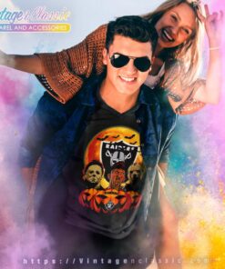 Oakland Raiders Michael Myers Freddy Krueger Jason Voorhees Halloween V Neck TShirt