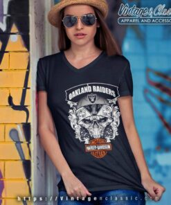 Oakland Raiders Motor Harley Davidson Cycles V Neck TShirt