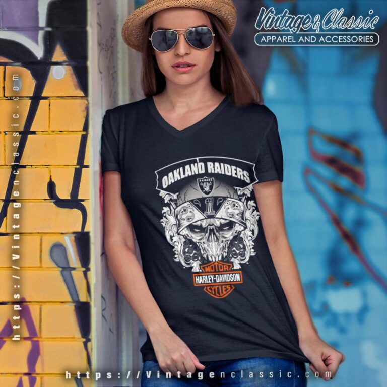 Oakland Raiders Motor Harley Davidson Cycles V Neck TShirt Oakland Raiders Motor Harley Davidson Cycles V Neck TShirt