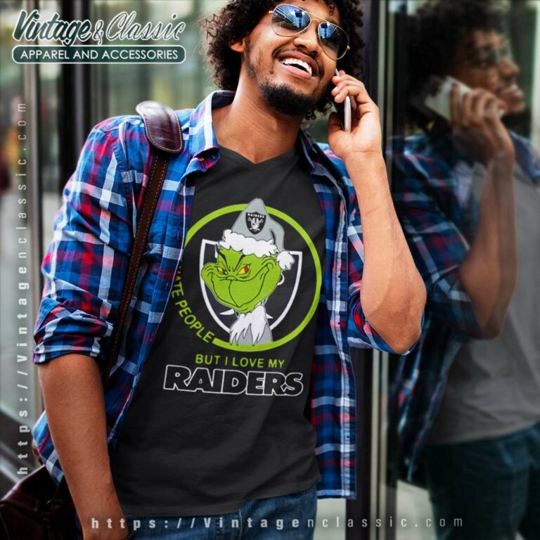 Oakland Raiders Nfl Christmas Grinch Santa V Neck TShirt Oakland Raiders Nfl Christmas Grinch Santa V Neck TShirt