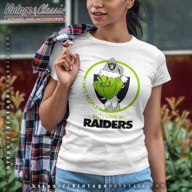 Oakland Raiders Nfl Christmas Grinch Santa Women TShirt Oakland Raiders Nfl Christmas Grinch Santa Women TShirt