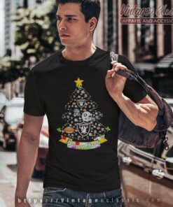 Oakland Raiders Nfl Merry And Bright Christmas Tree T Shirt