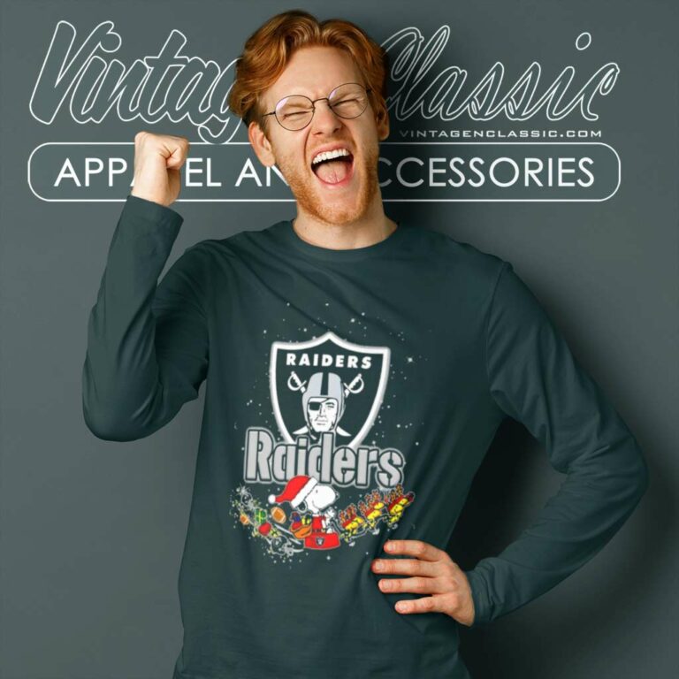 Oakland Raiders Santa Snoopy Riders Woodstock Merry Christmas Long Sleeve Tee Oakland Raiders Santa Snoopy Riders Woodstock Merry Christmas Long Sleeve Tee