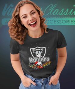 Oakland Raiders Santa Snoopy Riders Woodstock Merry Christmas Women TShirt