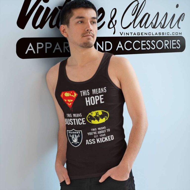 Oakland Raiders Superman Means Batman Tank Top Racerback Oakland Raiders Superman Means Batman Tank Top Racerback