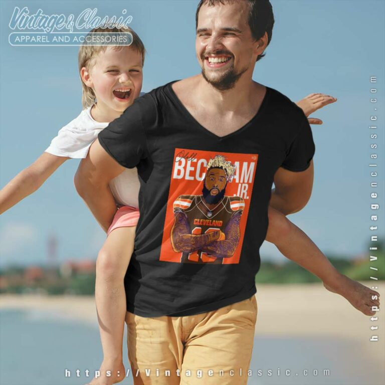 Odell Beckham Jr Signature Cleveland Browns V Neck TShirt Odell Beckham Jr Signature Cleveland Browns V Neck TShirt