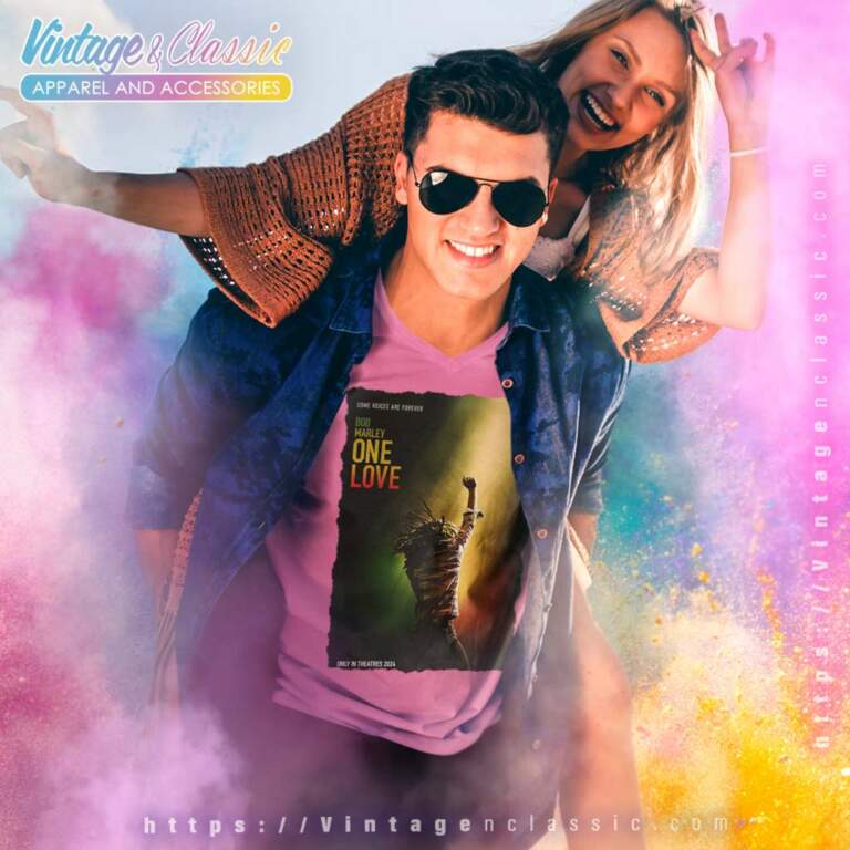 Official Bob Marley One Love Poster V Neck TShirt Official Bob Marley One Love Poster V Neck TShirt