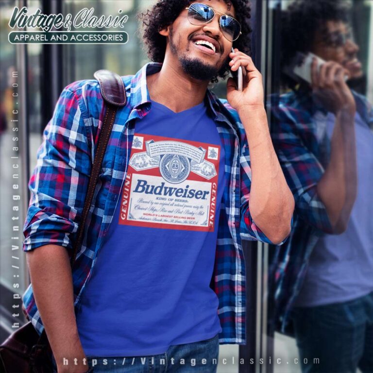 Official Budweiser Logo V Neck TShirt Official Budweiser Logo V Neck TShirt