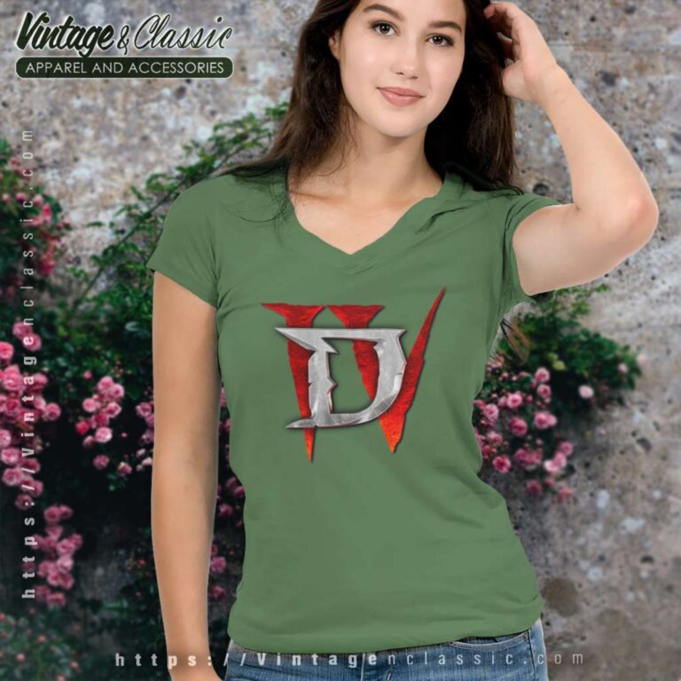 Official Diablo 4 Logo 2023 V Neck TShirt Official Diablo 4 Logo 2023 V Neck TShirt