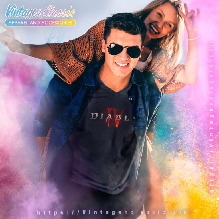 Official Diablo 4 Logo V Neck TShirt Official Diablo 4 Logo V Neck TShirt