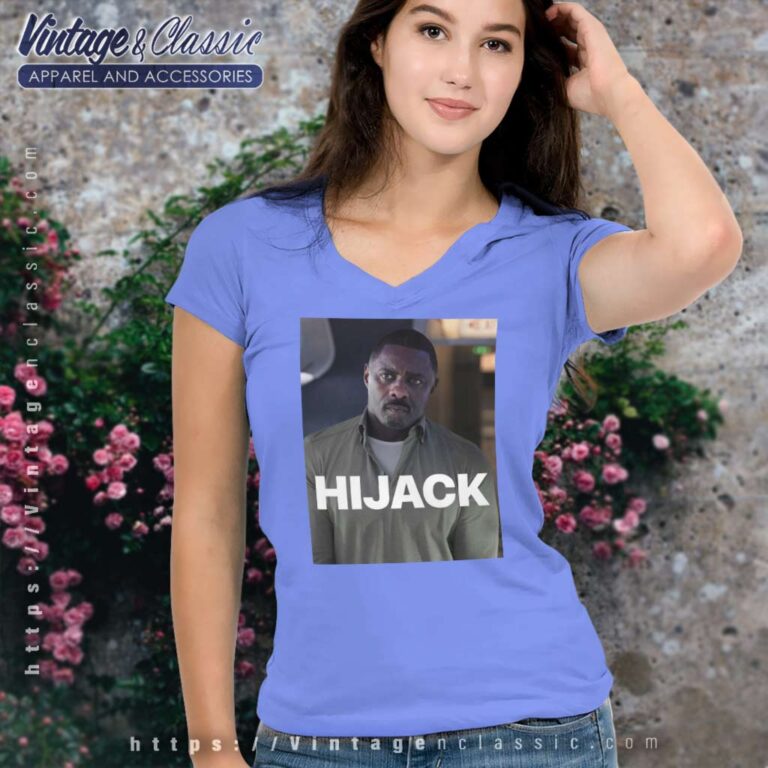 Official Hijack British Thriller V Neck TShirt Official Hijack British Thriller V Neck TShirt