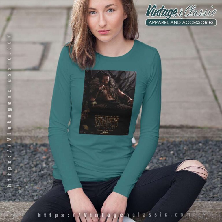 Official Kraven The Hunter Poster Long Sleeve Tee Official Kraven The Hunter Poster Long Sleeve Tee