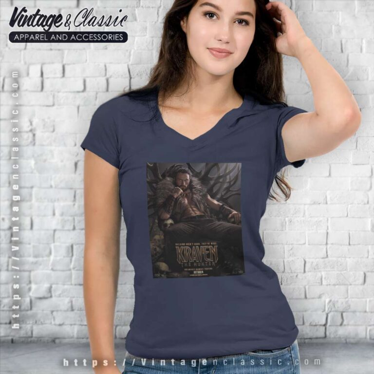 Official Kraven The Hunter Poster V Neck TShirt Official Kraven The Hunter Poster V Neck TShirt