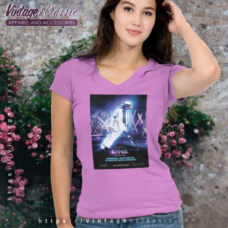 Official Michael Jackson One Poster V Neck TShirt Official Michael Jackson One Poster V Neck TShirt