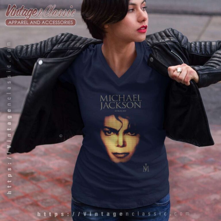 Official Mj Michael Jackson Poster 2023 V Neck TShirt Official Mj Michael Jackson Poster 2023 V Neck TShirt