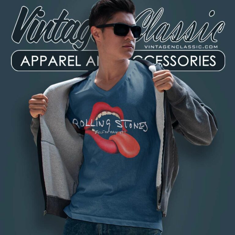 Official The Rolling Stones Exileon Man V Neck TShirt Official The Rolling Stones Exileon Man V Neck TShirt