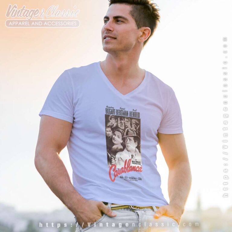 Oficial Casablanca Movie Poster V Neck TShirt Oficial Casablanca Movie Poster V Neck TShirt