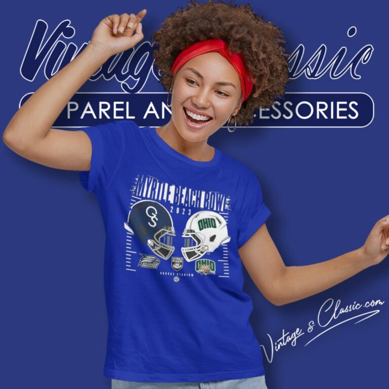 Ohio Bobcats And Georgia Southern Eagles 2023 Myrtle Beach Bowl Women T Shirt Ohio Bobcats And Georgia Southern Eagles 2023 Myrtle Beach Bowl Women T Shirt