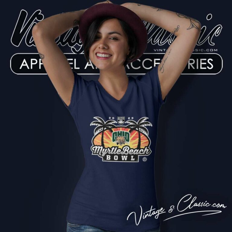 Ohio Bobcats Logo Myrtle Beach Bowl V Neck TShirt Ohio Bobcats Logo Myrtle Beach Bowl V Neck TShirt