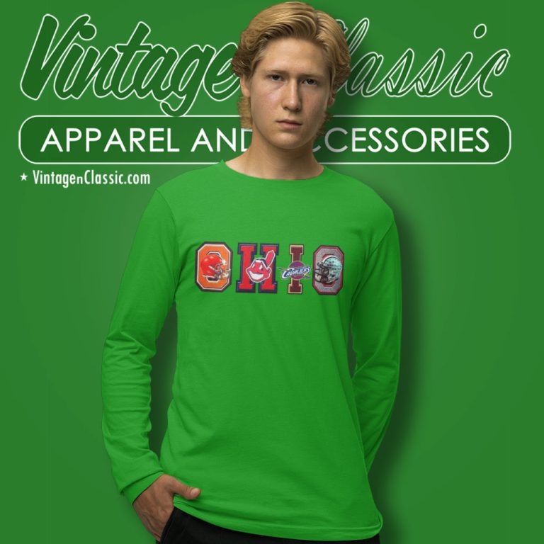 Ohio Sport Teams Cleveland Browns And Cleveland Indians And Cleveland Cavaliers Long Sleeve Tee Ohio Sport Teams Cleveland Browns And Cleveland Indians And Cleveland Cavaliers Long Sleeve Tee