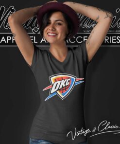 Okc Thunder Logo Basic V Neck TShirt
